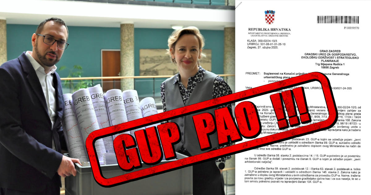 Ministarstvo prostornoga uređenja, graditeljstva i državne imovine i 2. put odbilo zagrebački GUP